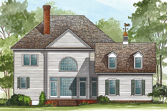 Exterior - Rear Elevation for Southern House Plan #137-118 - 4 bed, 3.5 bath