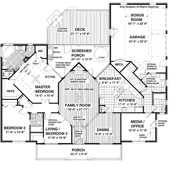 Dream House Plan - Traditional Floor Plan - Main Floor Plan #56-693