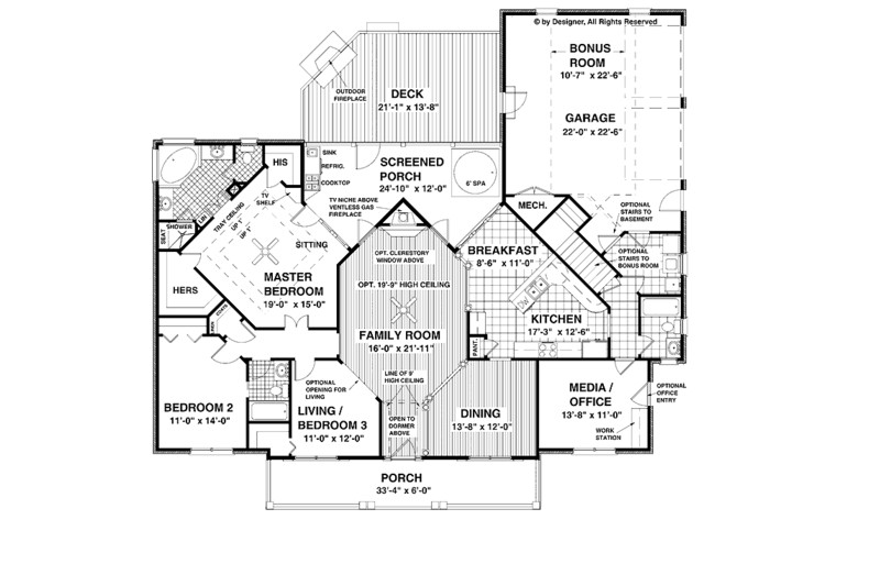 Dream House Plan - Floor Plan - Main Floor for Traditional House Plan #56-693 - 4 bed, 3 bath