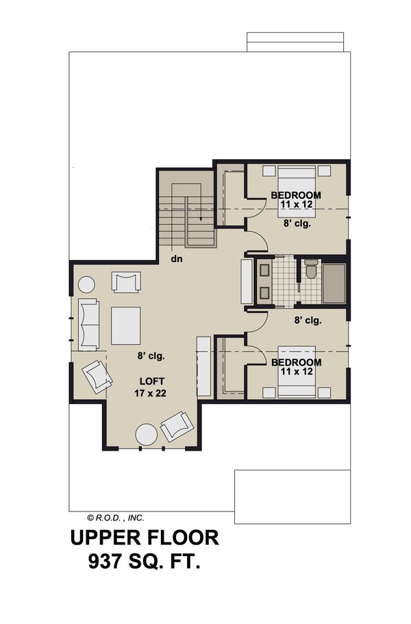 House Blueprint - Craftsman Floor Plan - Upper Floor Plan #51-1498