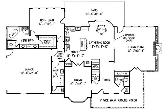 Floor Plan - Main Floor for Country House Plan #11-257 - 4 bed, 3 bath