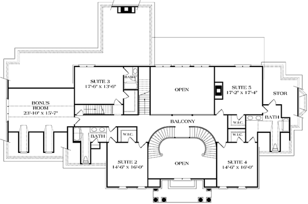 House Blueprint - Classical Floor Plan - Upper Floor Plan #453-143