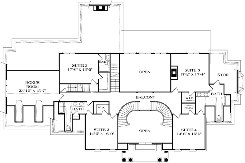 House Blueprint - Floor Plan - Upper Floor for Classical House Plan #453-143 - 5 bed, 4 bath