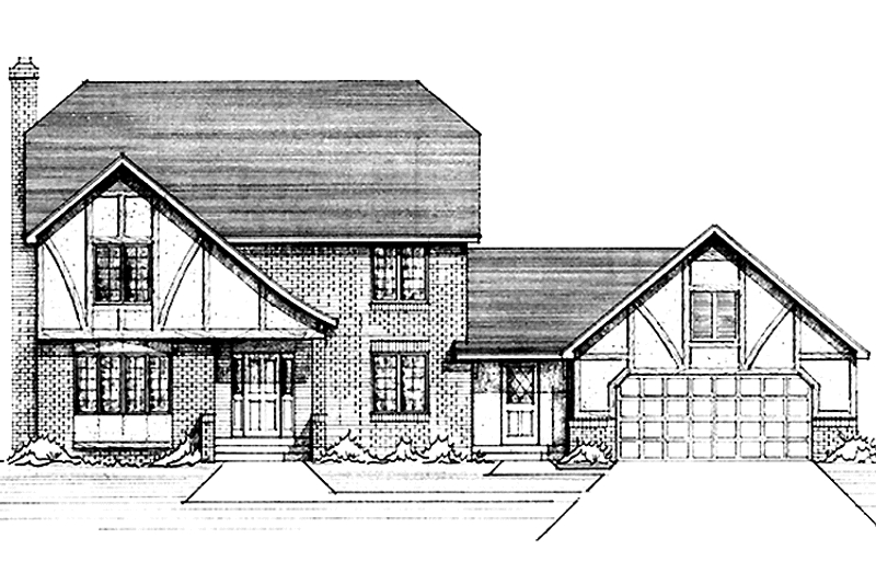 Dream House Plan - Exterior - Front Elevation 3 for Tudor House Plan #51-824 - 4 bed, 2.5 bath