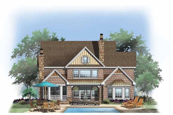 Exterior - Rear Elevation 3 for Craftsman House Plan #929-832 - 4 bed, 3.5 bath