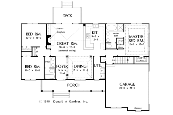 Floor Plan - Main Floor for Craftsman House Plan #929-307 - 3 bed, 2 bath