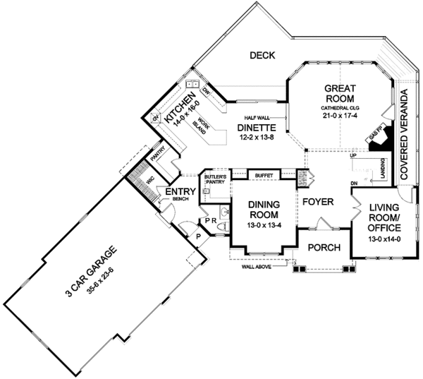 Dream House Plan - Craftsman Floor Plan - Main Floor Plan #328-411
