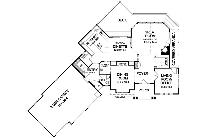 Home Plan - Floor Plan - Main Floor for Craftsman House Plan #328-411 - 4 bed, 3.5 bath