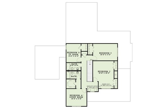 Floor Plan - Upper Floor for Classical House Plan #17-2855 - 5 bed, 3.5 bath