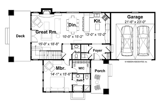 Floor Plan - Main Floor for Traditional House Plan #928-17 - 3 bed, 2.5 bath