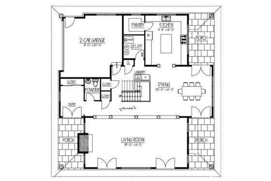 Floor Plan - Main Floor for Contemporary House Plan #1061-7 - 4 bed, 3.5 bath
