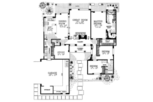 Floor Plan - Main Floor for Adobe / Southwestern House Plan #72-1024 - 3 bed, 2.5 bath