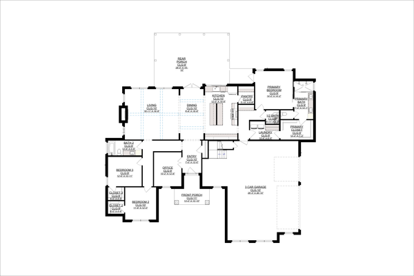 House Design - Floor Plan - Main Floor for Craftsman House Plan #1127-5 - 3 bed, 2.5 bath