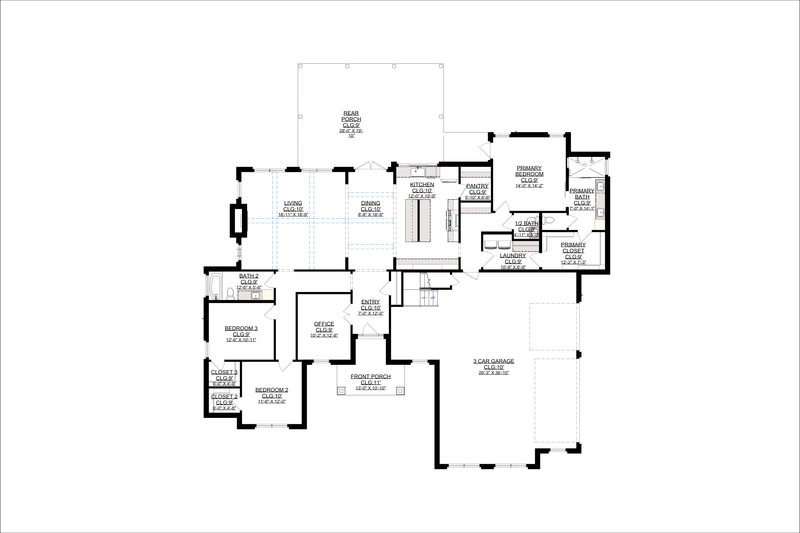 House Design - Floor Plan - Main Floor for Craftsman House Plan #1127-5 - 3 bed, 2.5 bath