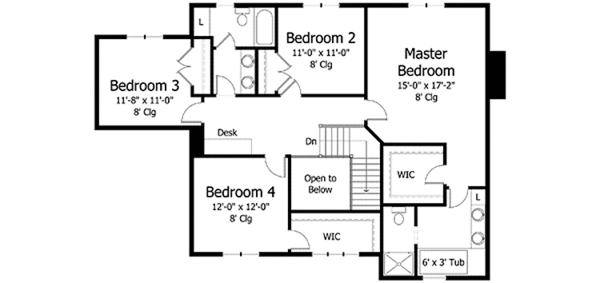 House Design - Colonial Floor Plan - Upper Floor Plan #51-1011