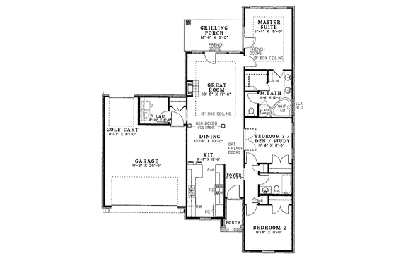 Floor Plan - Main Floor for European House Plan #17-3047 - 3 bed, 2 bath