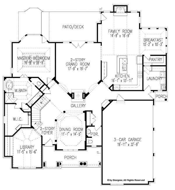 House Plan Design - European Floor Plan - Main Floor Plan #54-277