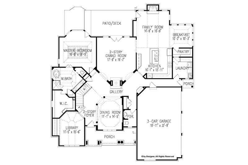 Home Plan - Floor Plan - Main Floor for European House Plan #54-277 - 4 bed, 3.5 bath