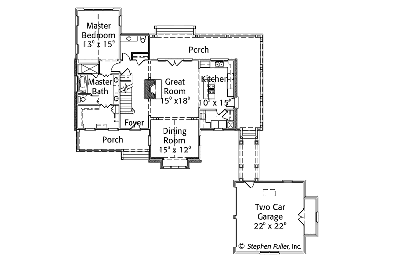 Architectural House Design - Floor Plan - Main Floor for Country House Plan #429-365 - 3 bed, 3.5 bath