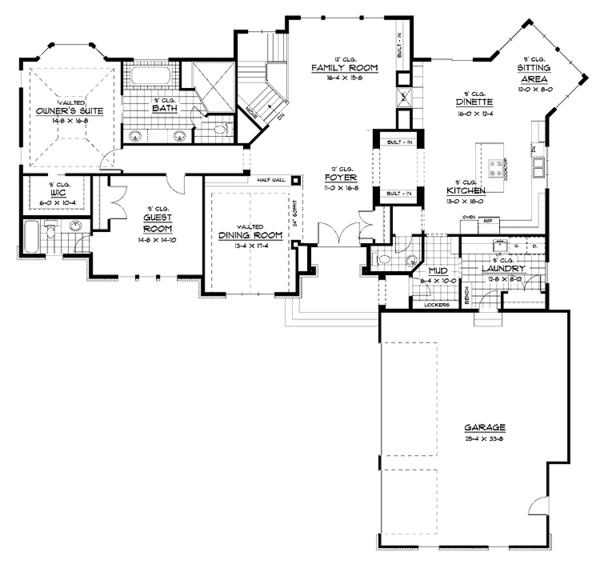 Architectural House Design - Ranch Floor Plan - Main Floor Plan #51-685