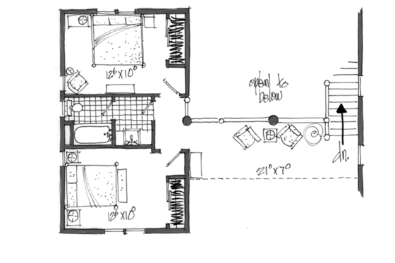 Floor Plan - Upper Floor for Log House Plan #942-23 - 3 bed, 2.5 bath