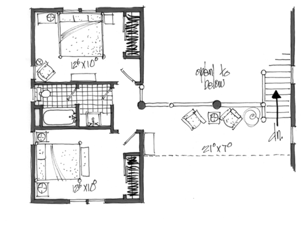 Log Floor Plan - Upper Floor Plan #942-23