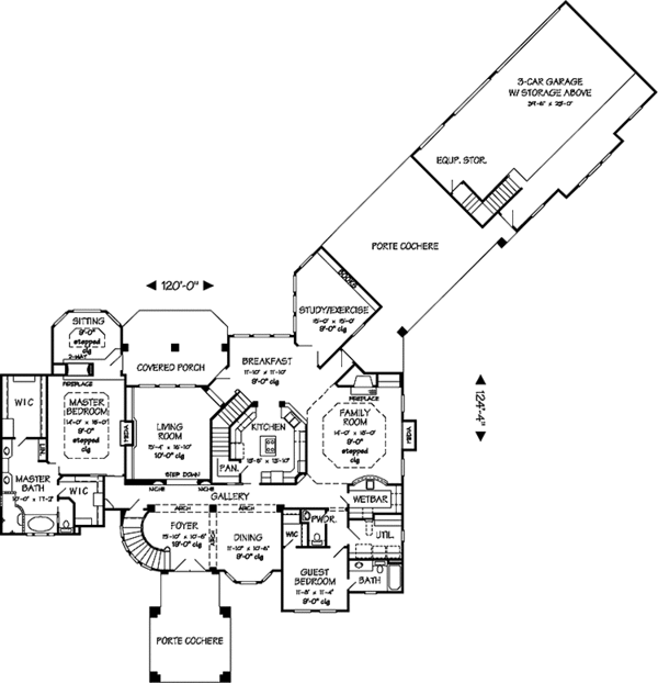 House Blueprint - European Floor Plan - Main Floor Plan #968-42