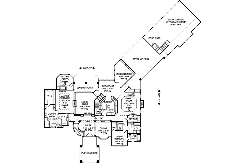 Home Plan - Floor Plan - Main Floor for European House Plan #968-42 - 4 bed, 3 bath
