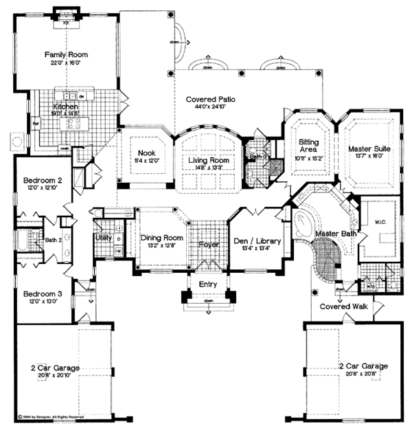 Architectural House Design - Mediterranean Floor Plan - Main Floor Plan #417-546