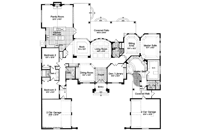 Home Plan - Floor Plan - Main Floor for Mediterranean House Plan #417-546 - 3 bed, 3 bath
