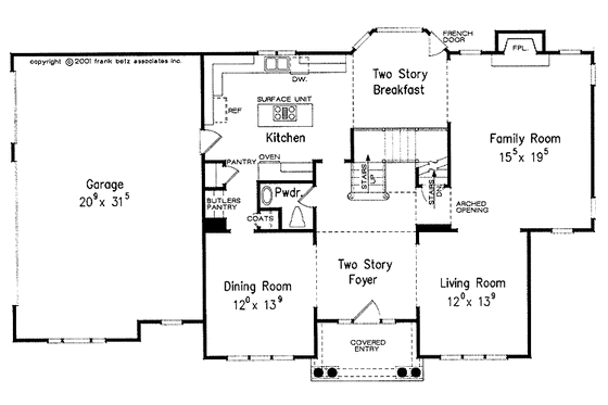 Floor Plan - Main Floor for Colonial House Plan #927-612 - 4 bed, 3.5 bath