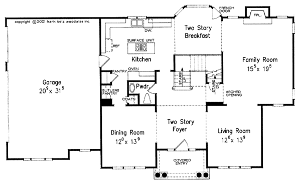 Architectural House Design - Colonial Floor Plan - Main Floor Plan #927-612