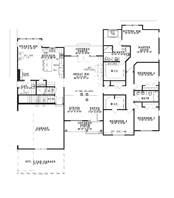 House Plan Design - Country Floor Plan - Main Floor Plan #17-3003