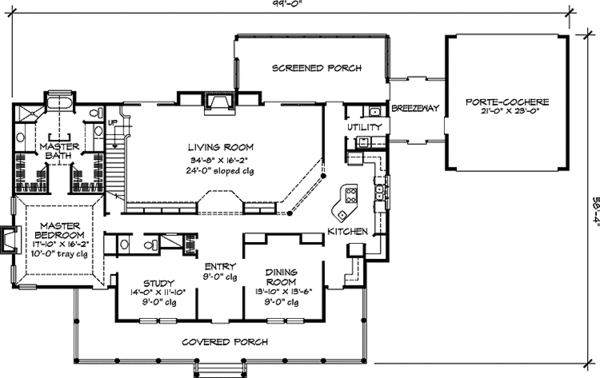 Architectural House Design - Country Floor Plan - Main Floor Plan #140-178