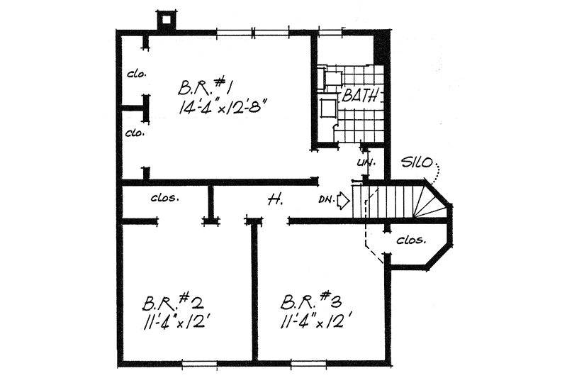 House Design - Floor Plan - Upper Floor for Country House Plan #315-114 - 3 bed, 2 bath