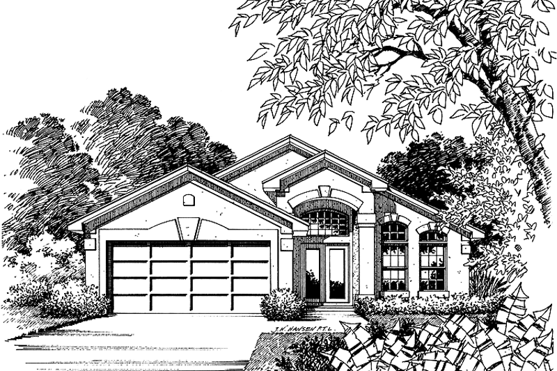 Home Plan - Exterior - Front Elevation 3 for Mediterranean House Plan #417-586 - 3 bed, 2 bath