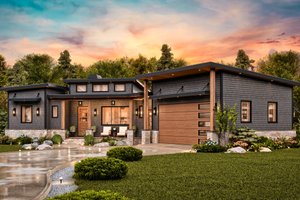 Exterior - Front Elevation for Contemporary House Plan #54-689 - 3 bed, 2 bath