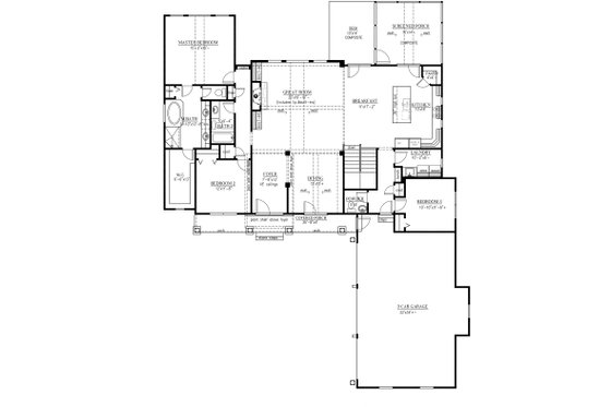 Floor Plan - Main Floor for Craftsman House Plan #437-60 - 4 bed, 3.5 bath