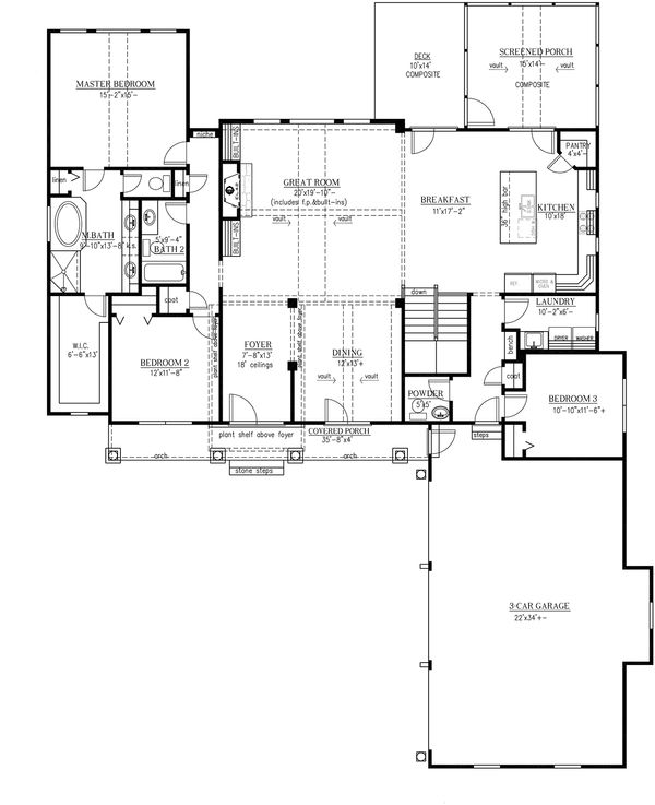 Architectural House Design - Craftsman Floor Plan - Main Floor Plan #437-60