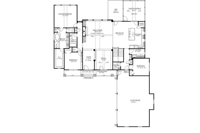House Plan Design - Floor Plan - Main Floor for Craftsman House Plan #437-60 - 4 bed, 3.5 bath