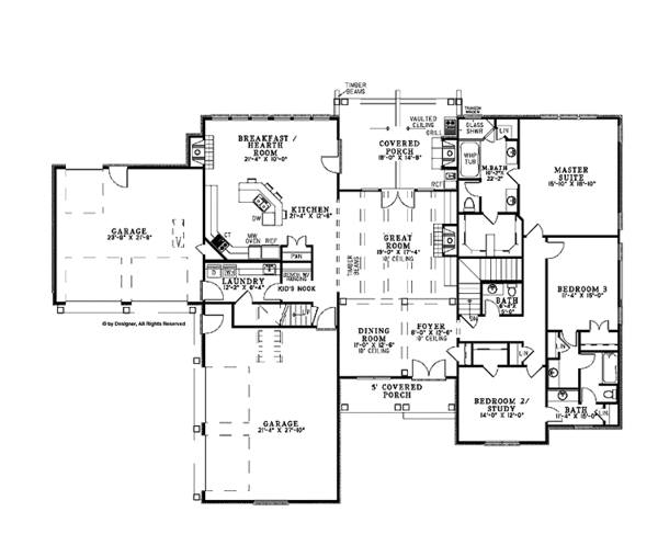Architectural House Design - Country Floor Plan - Main Floor Plan #17-3341