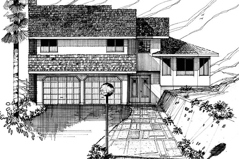Home Plan - Contemporary Exterior - Front Elevation Plan #60-672