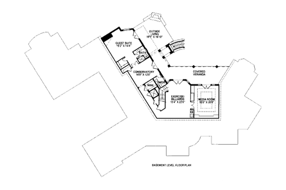 Floor Plan - Lower Floor for European House Plan #141-319 - 7 bed, 7.5 bath