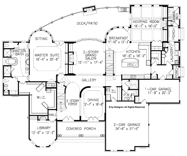 House Design - Mediterranean Floor Plan - Main Floor Plan #54-284