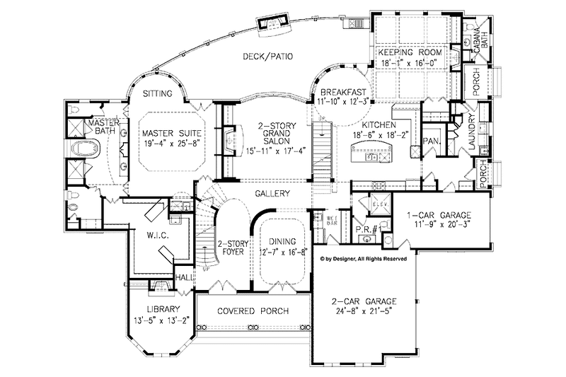 Home Plan - Floor Plan - Main Floor for Mediterranean House Plan #54-284 - 5 bed, 5 bath