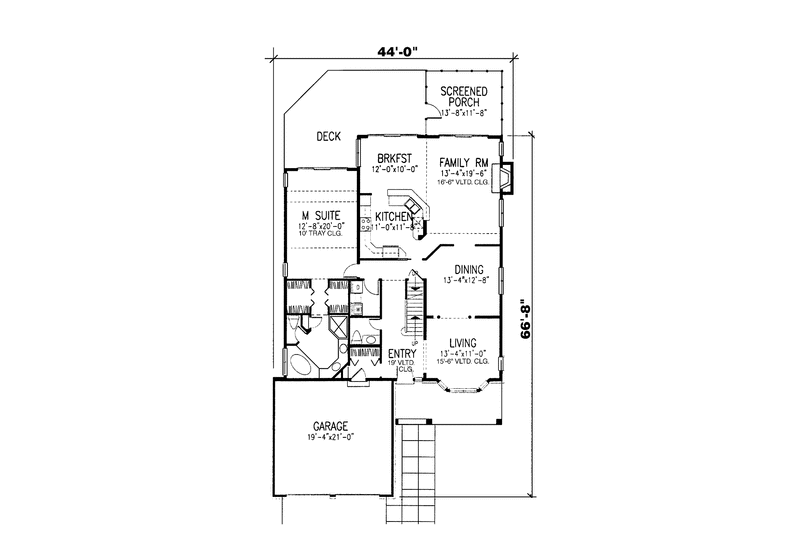Home Plan - Floor Plan - Main Floor for Country House Plan #320-1433 - 4 bed, 2.5 bath