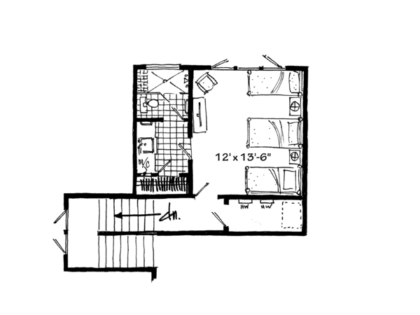 Architectural House Design - Cabin Floor Plan - Upper Floor Plan #942-34