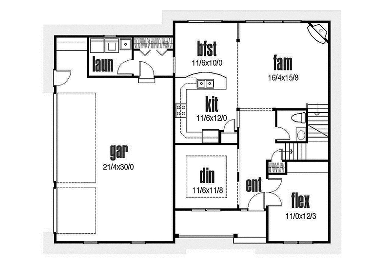 Home Plan - Floor Plan - Main Floor for Traditional House Plan #435-14 - 4 bed, 2.5 bath
