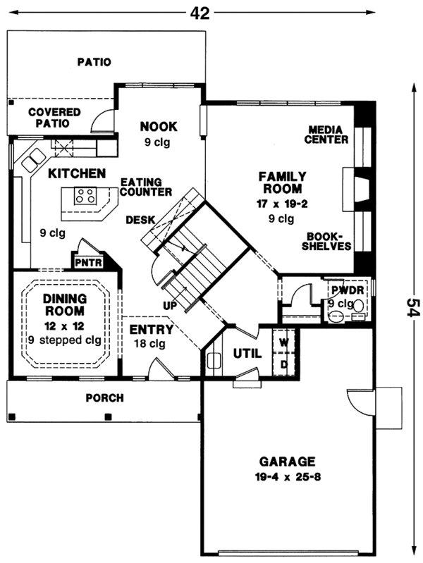 House Plan Design - Country Floor Plan - Main Floor Plan #966-41