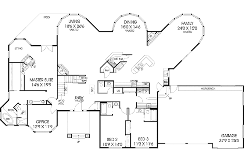 Traditional Style House Plan - 3 Beds 3.5 Baths 3488 Sq/Ft Plan #60-264 ...